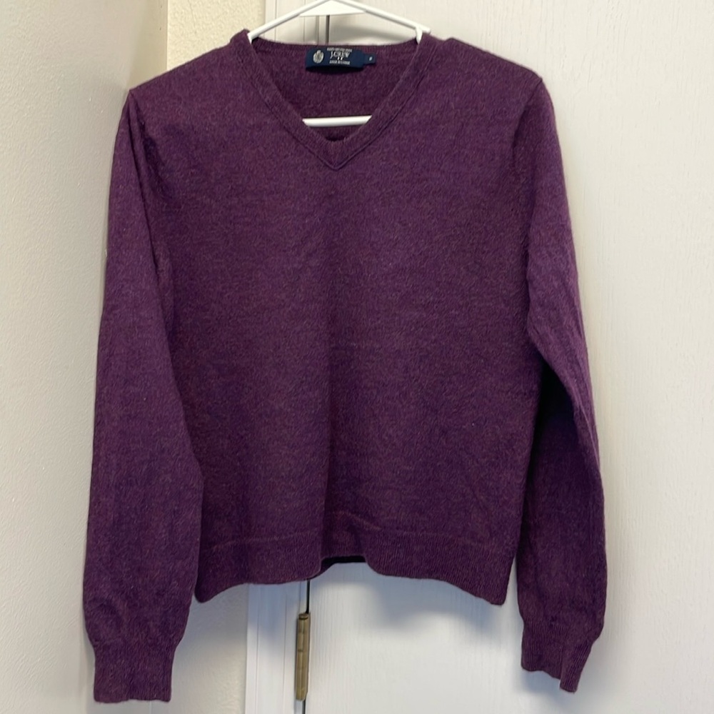 J. Crew Rich Purple 100% Merino Wool Sweater Womens Fitted Medium or loose Small